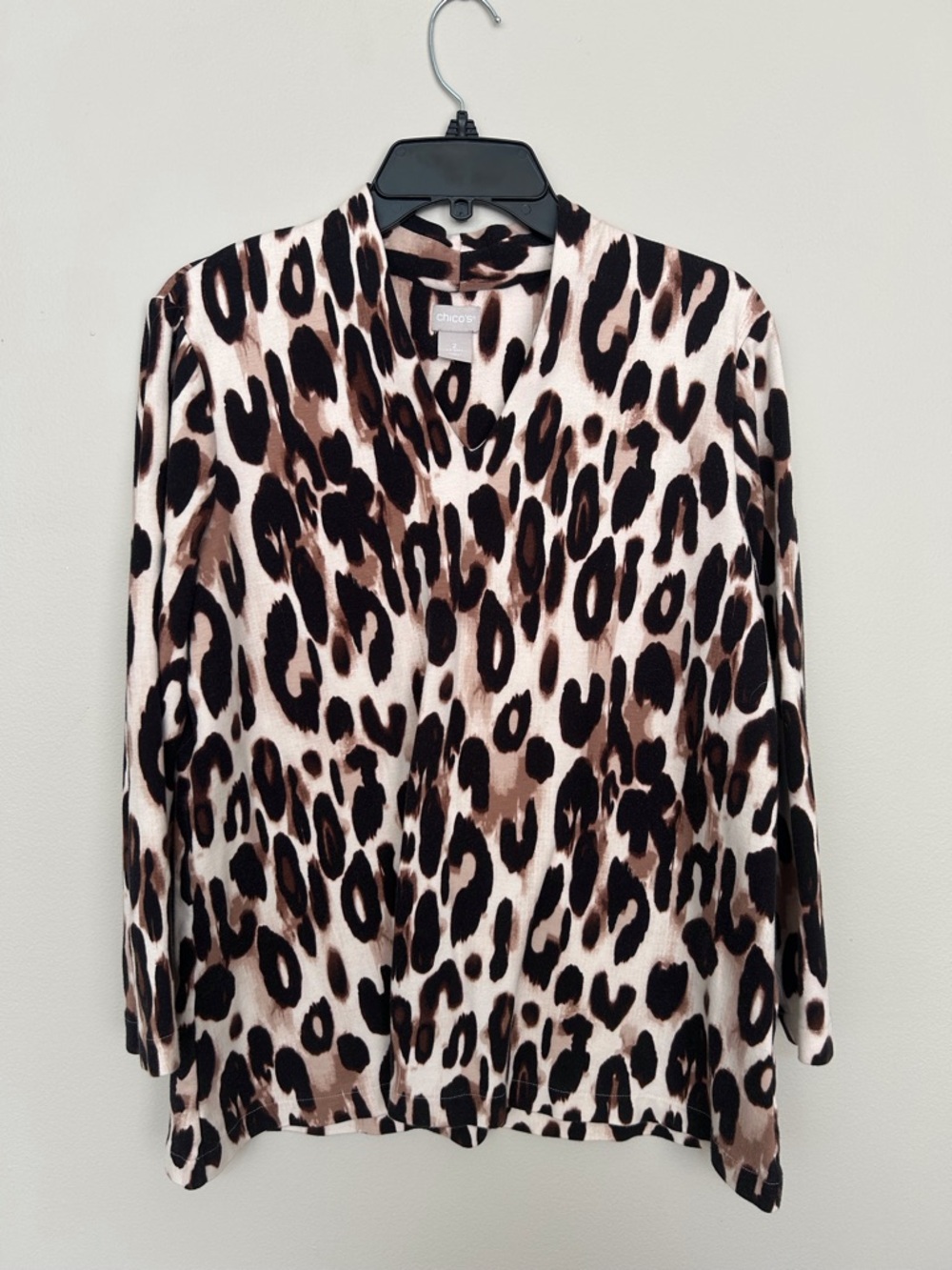 Chico's Leopard Print V-Neck Blouse in Brown and Black